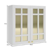 Armário Aéreo Firenze 80cm 2 Portas Branco Com Vidro Reflecta - Indékes Branco - 3
