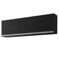Armário Aéreo Andréia 150cm 4 Portas Preto - Ajl Móveis Preto - 1