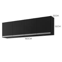 Armário Aéreo Andréia 150cm 4 Portas Preto - Ajl Móveis Preto - 4