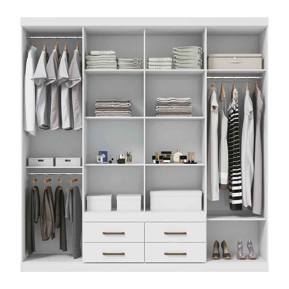 Guarda Roupa Casal Nápoles 8.4 8 Portas 4 Gavetas Branco - Santos Andirá Branco - 3