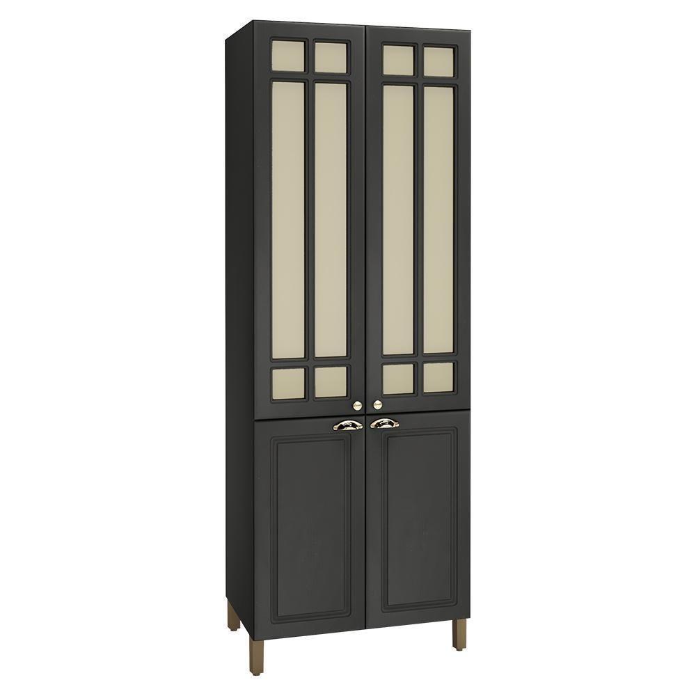 Paneleiro Firenze 80cm 4 Portas Chumbo Com Vidro Reflecta - Indékes Chumbo - 1