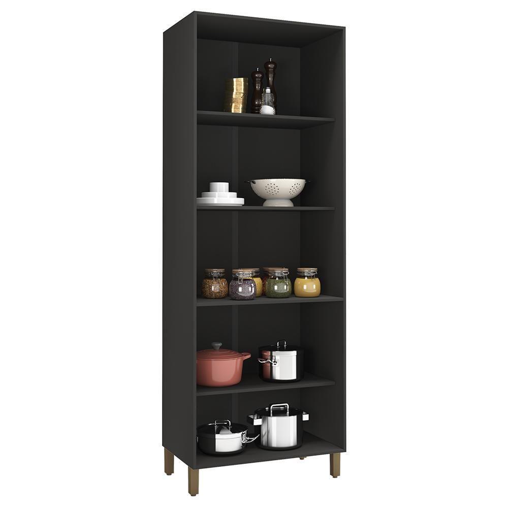 Paneleiro Firenze 80cm 4 Portas Chumbo Com Vidro Reflecta - Indékes Chumbo - 2