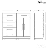 Cômoda Xangai 2 Portas E 6 Gavetas Cinamomo-off White - Móveis Albatroz Cinamomo-off White - 3