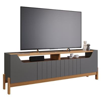 Rack Bancada Moema 185cm Grafite-nature Para Tv Até 70? - Permóbili Grafite-nature
