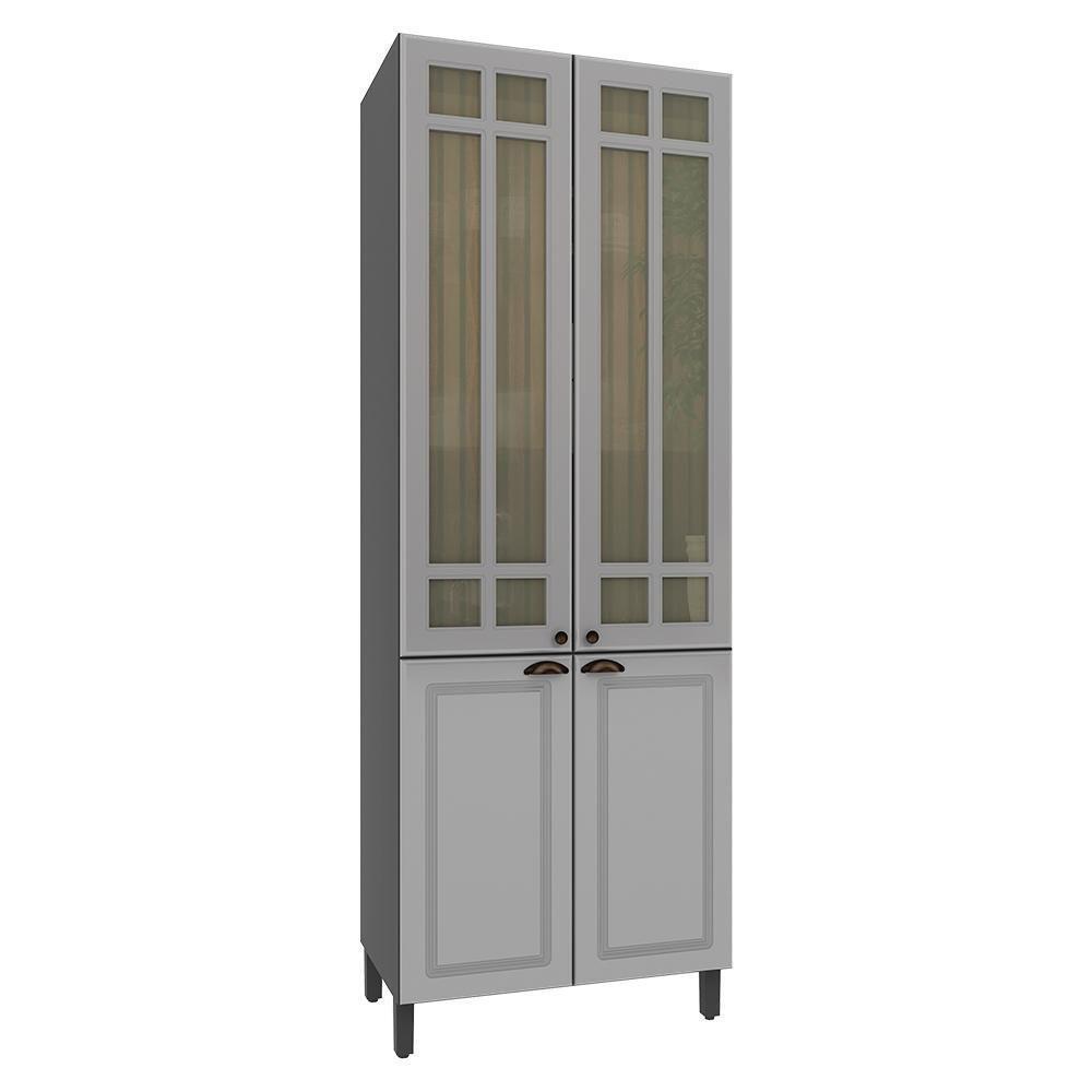 Paneleiro Firenze 80cm 4 Portas Chumbo-titânio Com Vidro Reflecta - Indékes Chumbo-titânio - 1