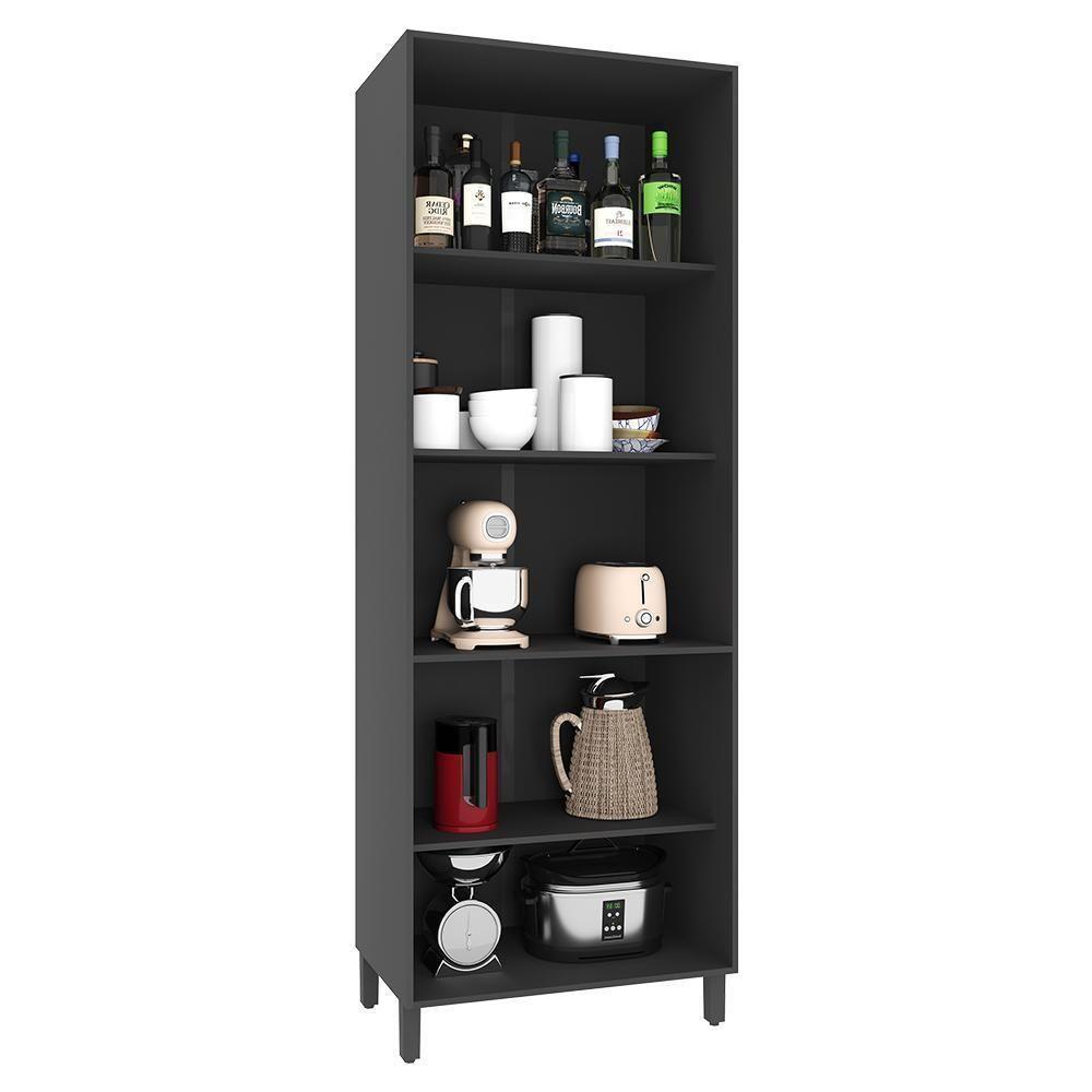 Paneleiro Firenze 80cm 4 Portas Chumbo-titânio Com Vidro Reflecta - Indékes Chumbo-titânio - 2