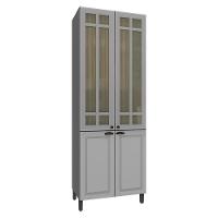 Paneleiro Firenze 80cm 4 Portas Chumbo-titânio Com Vidro Reflecta - Indékes Chumbo-titânio - 1