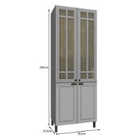 Paneleiro Firenze 80cm 4 Portas Chumbo-titânio Com Vidro Reflecta - Indékes Chumbo-titânio - 3