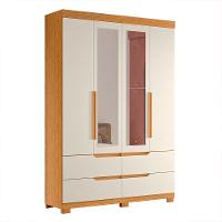 Guarda Roupa Solteiro Doble 4 Portas Cinamomo-off White Com Espelho - Móveis Albatroz Cinamomo-off White - 1