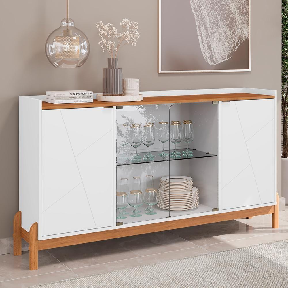 Buffet Aparador Bari 4 Portas Branco-cedro - Casa D Branco-cedro - 2