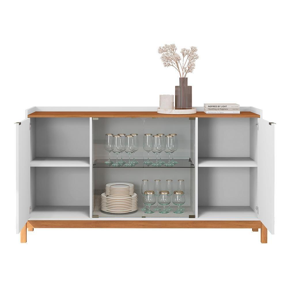 Buffet Aparador Bari 4 Portas Branco-cedro - Casa D Branco-cedro - 3