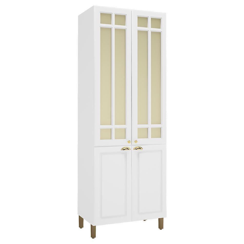 Paneleiro Firenze 80cm 4 Portas Branco Com Vidro Reflecta - Indékes Branco - 1