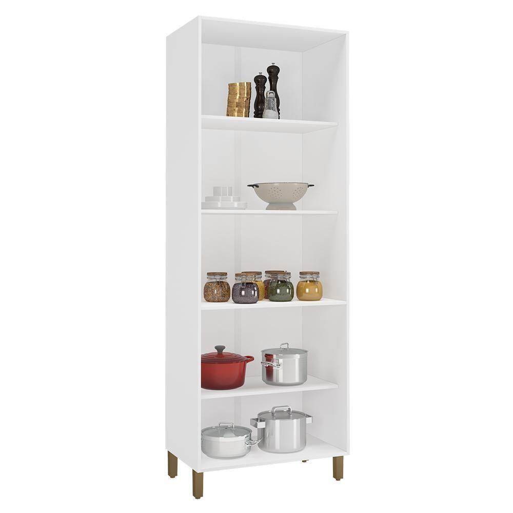 Paneleiro Firenze 80cm 4 Portas Branco Com Vidro Reflecta - Indékes Branco - 2