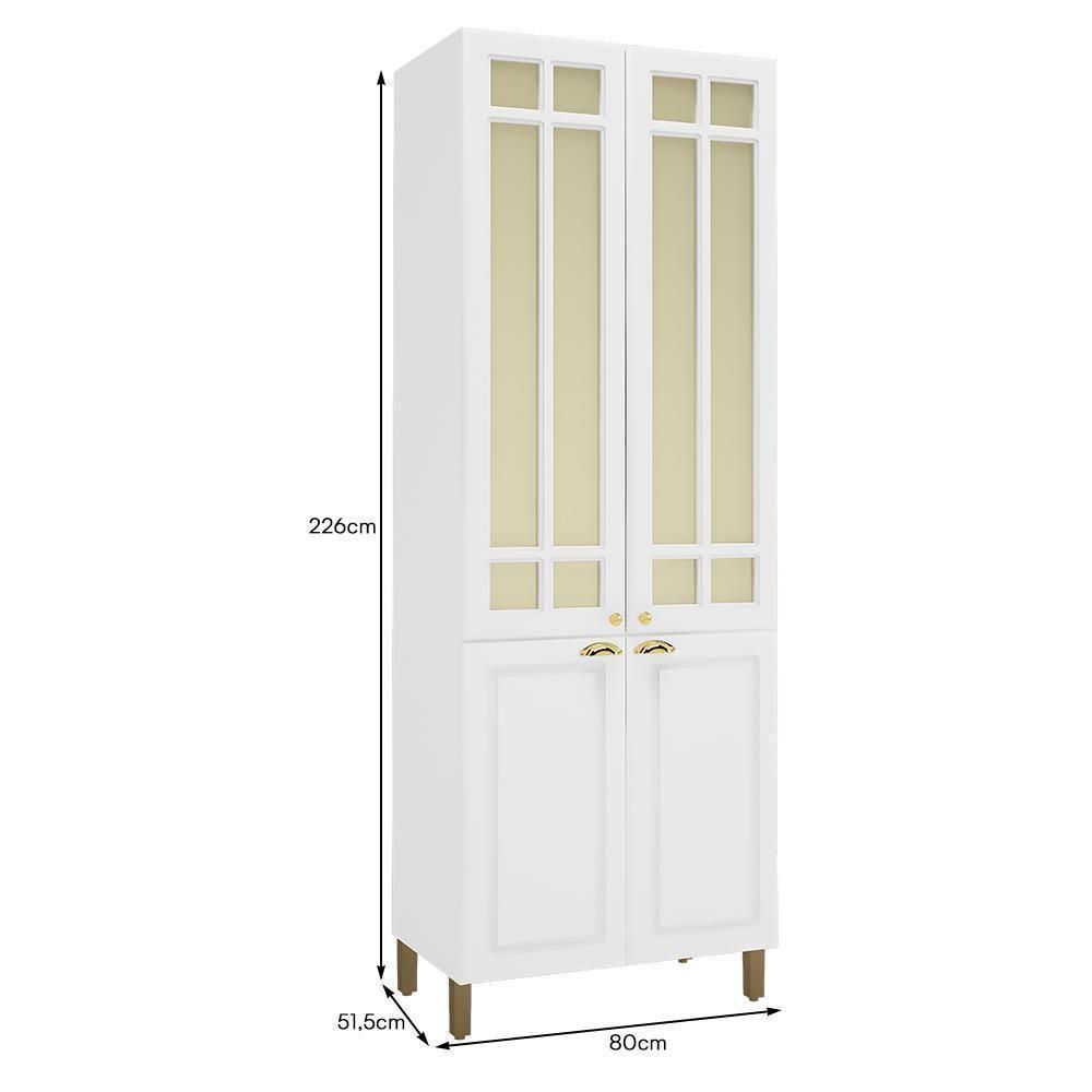 Paneleiro Firenze 80cm 4 Portas Branco Com Vidro Reflecta - Indékes Branco - 3