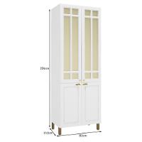Paneleiro Firenze 80cm 4 Portas Branco Com Vidro Reflecta - Indékes Branco - 3