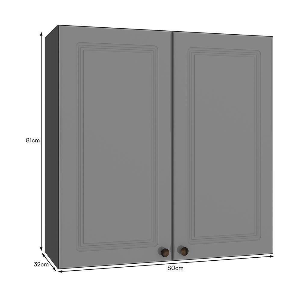 Armário Aéreo Firenze 80cm 2 Portas Chumbo-titânio - Indékes Chumbo-titânio - 3