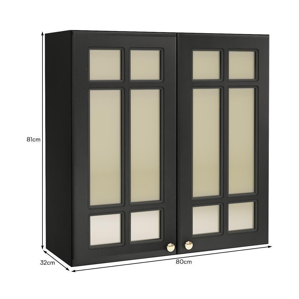 Armário Aéreo Firenze 80cm 2 Portas Chumbo Com Vidro Reflecta - Indékes Chumbo - 3