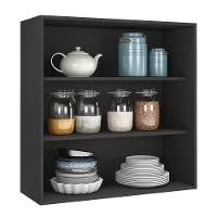 Armário Aéreo Firenze 80cm 2 Portas Chumbo Com Vidro Reflecta - Indékes Chumbo - 2