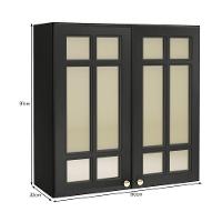 Armário Aéreo Firenze 80cm 2 Portas Chumbo Com Vidro Reflecta - Indékes Chumbo - 3