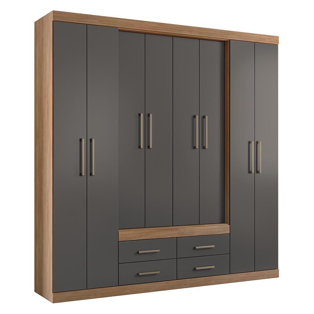 Guarda Roupa Casal Nápoles 8.4 8 Portas 4 Gavetas Jatobá-grafite - Santos Andirá Jatobá-grafite - 1
