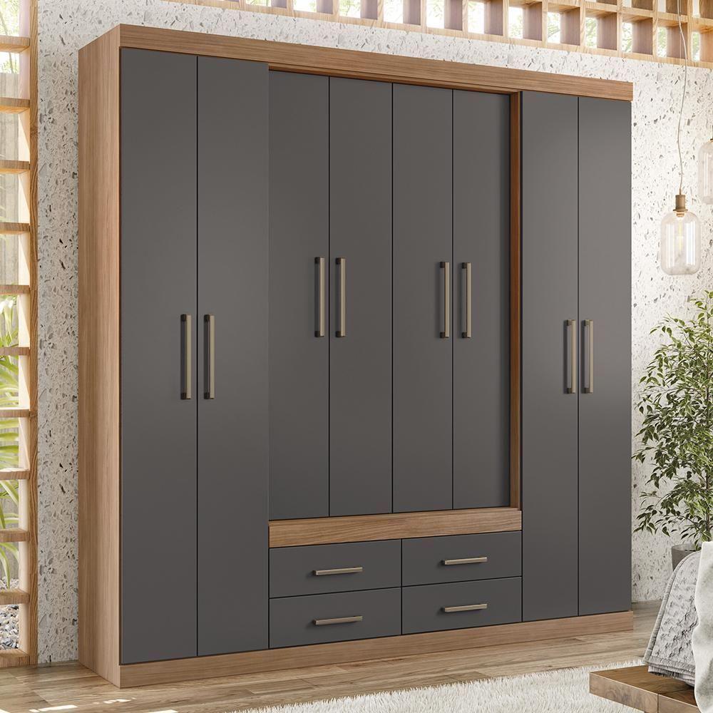 Guarda Roupa Casal Nápoles 8.4 8 Portas 4 Gavetas Jatobá-grafite - Santos Andirá Jatobá-grafite - 2