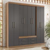 Guarda Roupa Casal Nápoles 8.4 8 Portas 4 Gavetas Jatobá-grafite - Santos Andirá Jatobá-grafite - 2