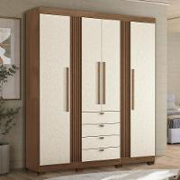 Guarda Roupa Aurora 4.4 Ripado 4 Portas E 4 Gavetas Jatobá-areia Com Pés - Santos Andirá Jatobá-areia - 2