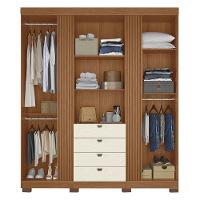 Guarda Roupa Aurora 4.4 Ripado 4 Portas E 4 Gavetas Jatobá-areia Com Pés - Santos Andirá Jatobá-areia - 3