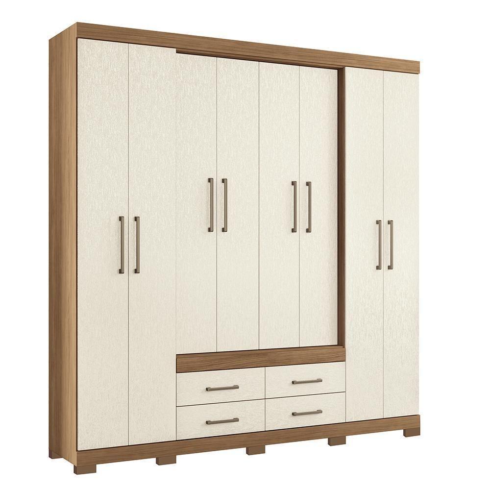 Guarda Roupa Casal Nápoles 8.4 8 Portas 4 Gavetas Jatobá-areia Com Pés - Santos Andirá Jatobá-areia - 1