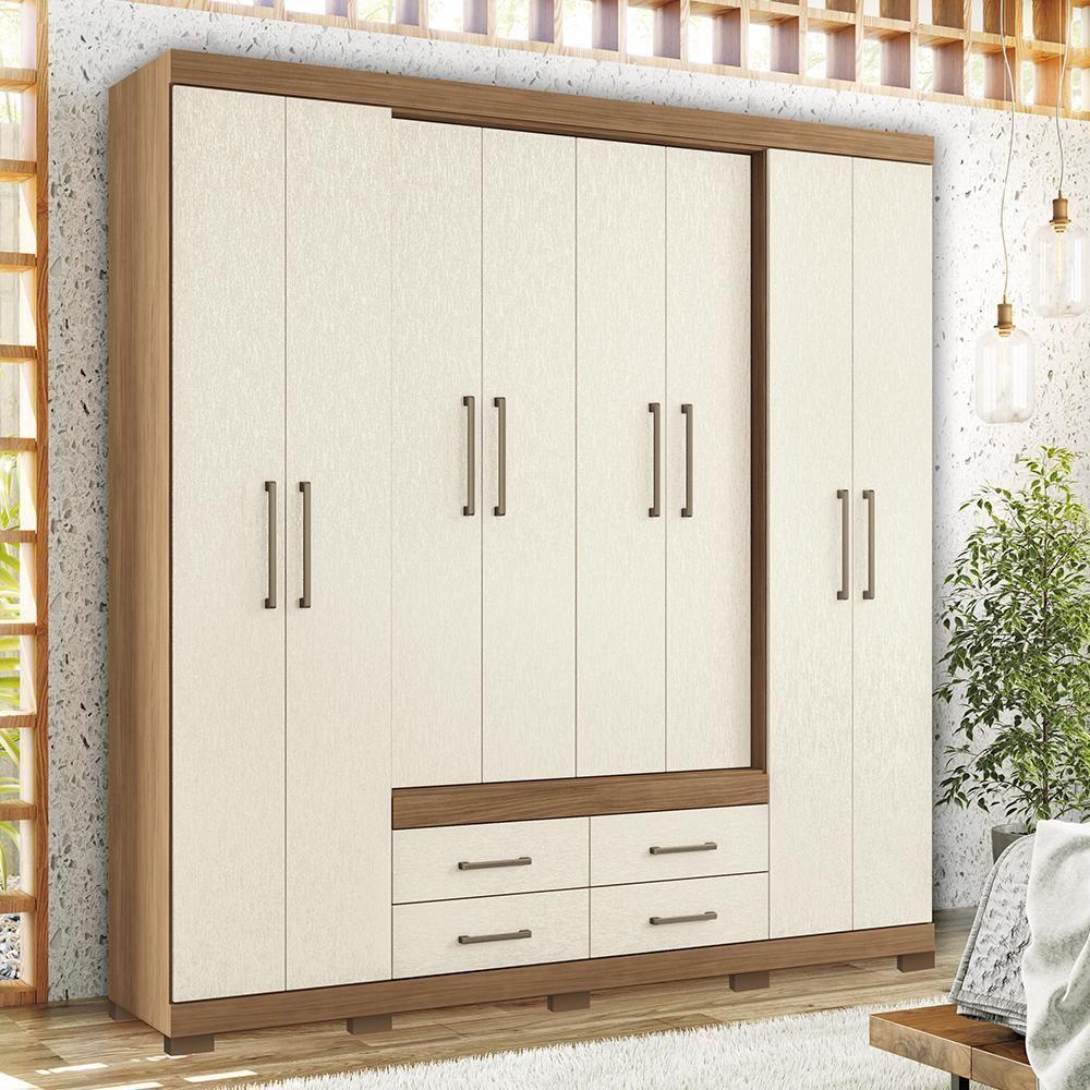 Guarda Roupa Casal Nápoles 8.4 8 Portas 4 Gavetas Jatobá-areia Com Pés - Santos Andirá Jatobá-areia - 2
