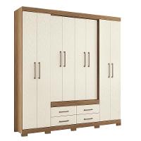 Guarda Roupa Casal Nápoles 8.4 8 Portas 4 Gavetas Jatobá-areia Com Pés - Santos Andirá Jatobá-areia - 1
