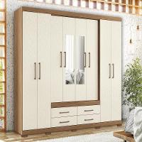 Guarda Roupa Casal Nápoles 8.4 8 Portas 4 Gavetas Jatobá-areia Com Espelho E Pés - Santos Andirá Jatobá-areia - 2