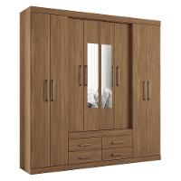 Guarda Roupa Casal Nápoles 8.4 8 Portas 4 Gavetas Jatobá Com Espelho - Santos Andirá Jatobá - 1