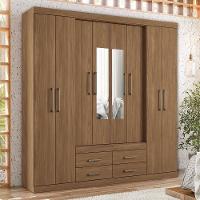 Guarda Roupa Casal Nápoles 8.4 8 Portas 4 Gavetas Jatobá Com Espelho - Santos Andirá Jatobá - 2