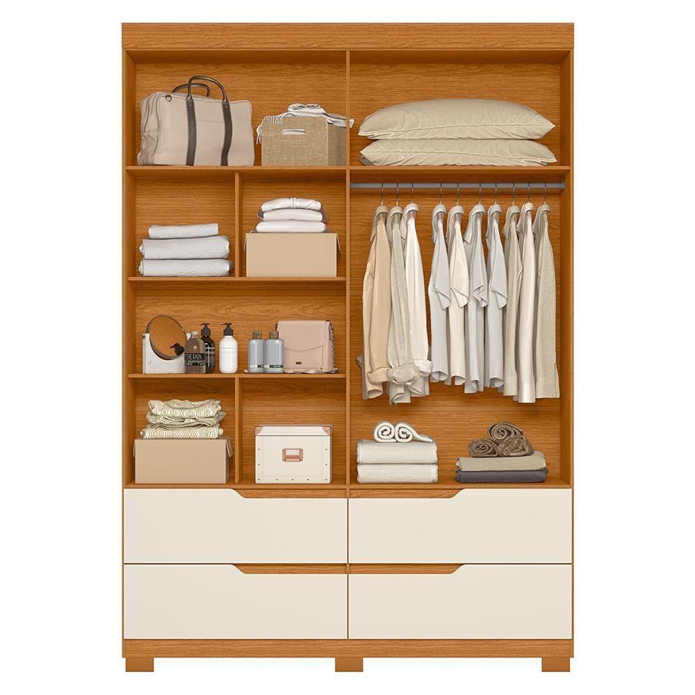 Guarda Roupa Solteiro Doble 4 Portas E 4 Gavetas Cinamomo-off White - Móveis Albatroz Cinamomo-off White - 3