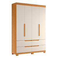 Guarda Roupa Solteiro Doble 4 Portas E 4 Gavetas Cinamomo-off White - Móveis Albatroz Cinamomo-off White - 1