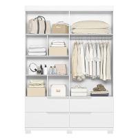 Guarda Roupa Solteiro Doble 4 Portas Branco Fosco Com Espelho - Móveis Albatroz Branco Fosco - 3