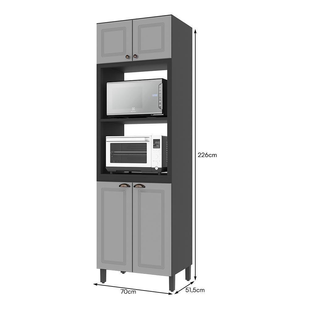 Torre Quente Firenze 70cm 2 Fornos 4 Portas Chumbo-titânio - Indékes Chumbo-titânio - 3