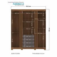 Guarda Roupa Aurora 4.4 Ripado 4 Portas E 4 Gavetas Jatobá-grafite Com Espelho E Pés - Santos Andirá Jatobá-grafite - 4