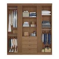 Guarda Roupa Aurora 4.4 Ripado 4 Portas E 4 Gavetas Jatobá Com Espelho - Santos Andirá Jatobá - 3