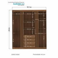 Guarda Roupa Aurora 4.4 Ripado 4 Portas E 4 Gavetas Jatobá Com Espelho - Santos Andirá Jatobá - 4
