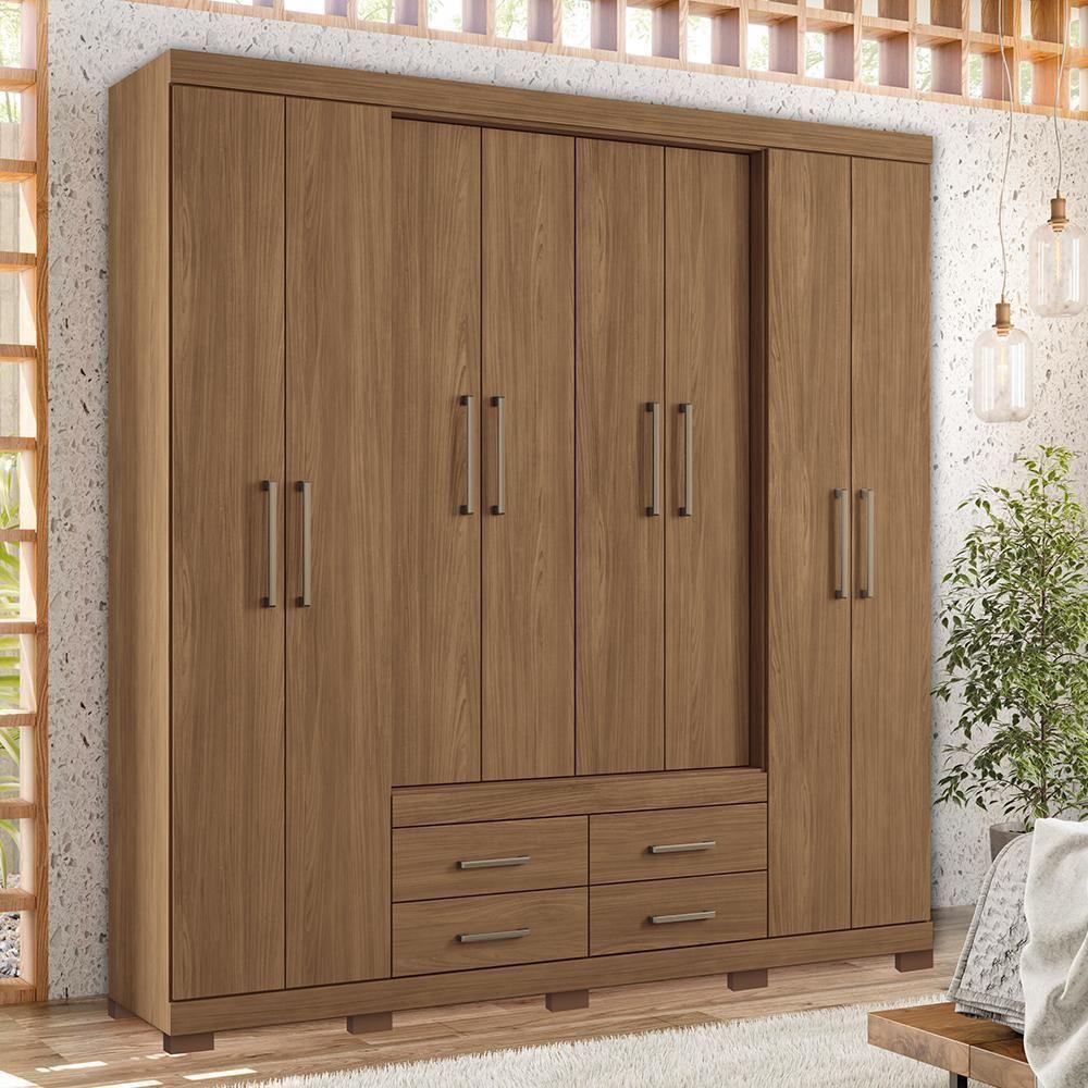 Guarda Roupa Casal Nápoles 8.4 8 Portas 4 Gavetas Jatobá Com Pés - Santos Andirá Jatobá - 2
