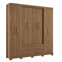 Guarda Roupa Casal Nápoles 8.4 8 Portas 4 Gavetas Jatobá Com Pés - Santos Andirá Jatobá - 1
