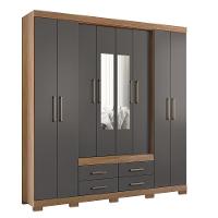 Guarda Roupa Casal Nápoles 8.4 8 Portas 4 Gavetas Jatobá-grafite Com Espelho E Pés - Santos Andirá Jatobá-grafite - 1