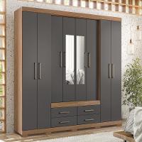 Guarda Roupa Casal Nápoles 8.4 8 Portas 4 Gavetas Jatobá-grafite Com Espelho E Pés - Santos Andirá Jatobá-grafite - 2