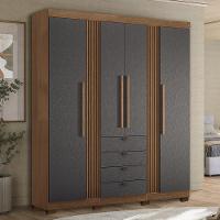 Guarda Roupa Aurora 4.4 Ripado 4 Portas E 4 Gavetas Jatobá-grafite Com Pés - Santos Andirá Jatobá-grafite - 2