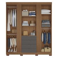 Guarda Roupa Aurora 4.4 Ripado 4 Portas E 4 Gavetas Jatobá-grafite Com Pés - Santos Andirá Jatobá-grafite - 3