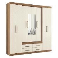 Guarda Roupa Casal Nápoles 8.4 8 Portas 4 Gavetas Jatobá-areia Com Espelho - Santos Andirá Jatobá-areia - 1
