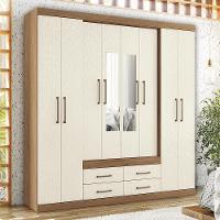 Guarda Roupa Casal Nápoles 8.4 8 Portas 4 Gavetas Jatobá-areia Com Espelho - Santos Andirá Jatobá-areia - 2