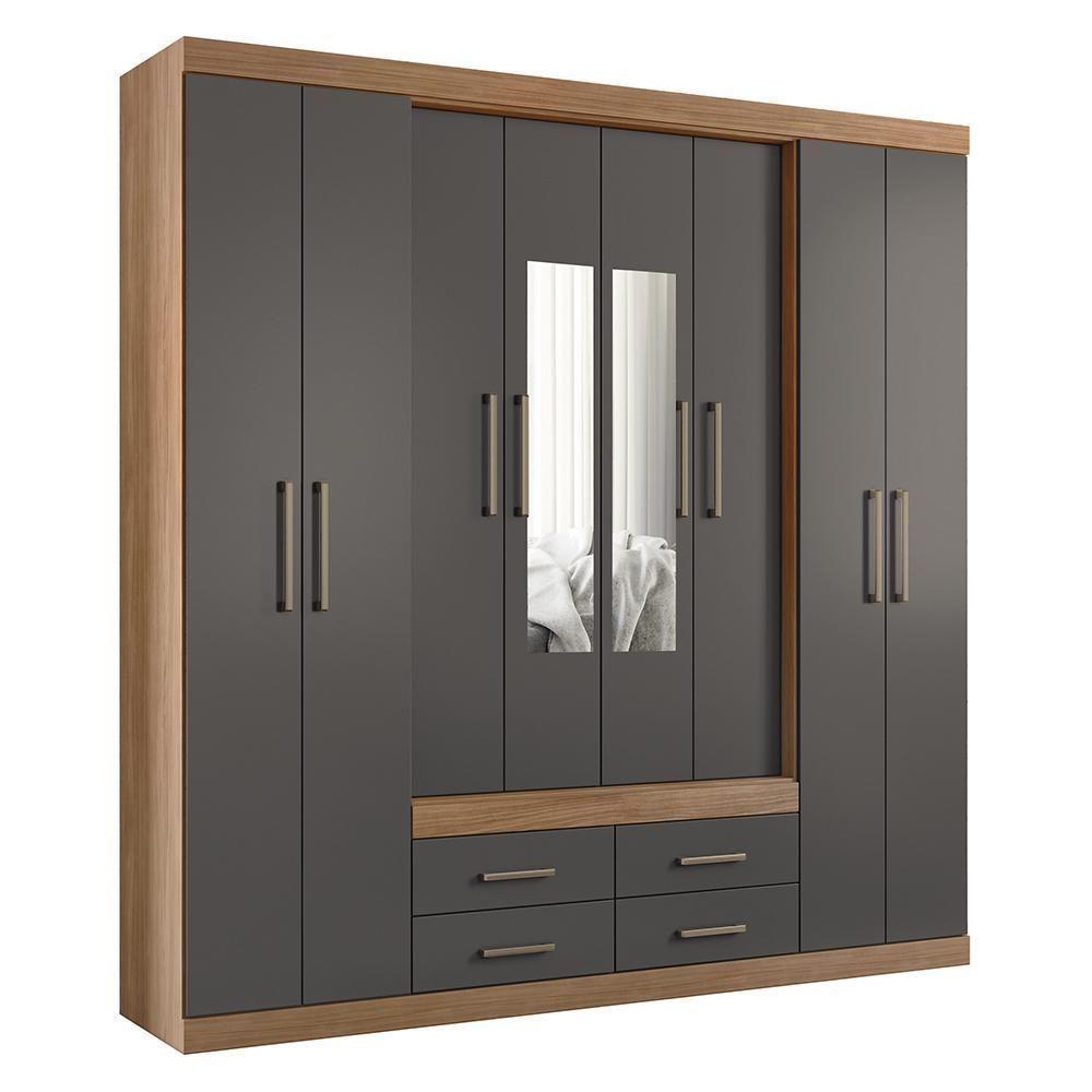 Guarda Roupa Casal Nápoles 8.4 8 Portas 4 Gavetas Jatobá-grafite Com Espelho - Santos Andirá Jatobá-grafite - 1